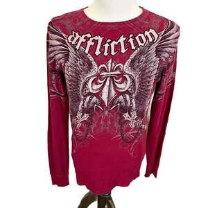 Affliction Y2K Reversible Long Sleeve Wings Thermal Shirt Red